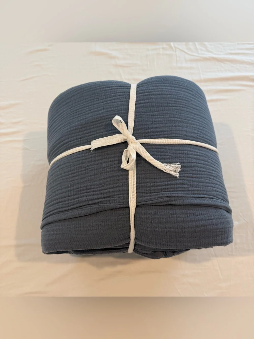 New Quince Organic Cotton Gauze Duvet Cover Set King/Calking - Mineral Blue $170